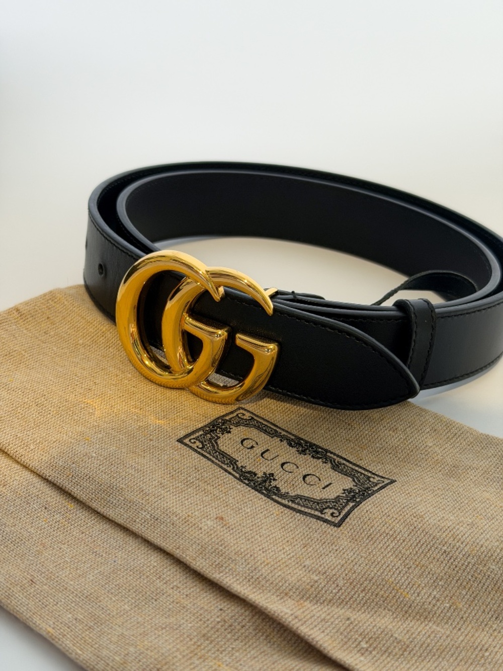 Gucci Black Leather Belt Marmont – Gold Double‑G Buckle (90/36) - Picture 5 of 5
